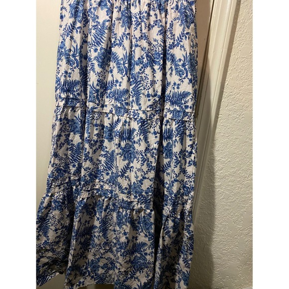 Maeve Anthropologie Somerset Maxi Blue White Floral French Country Club Dress - Picture 5 of 8